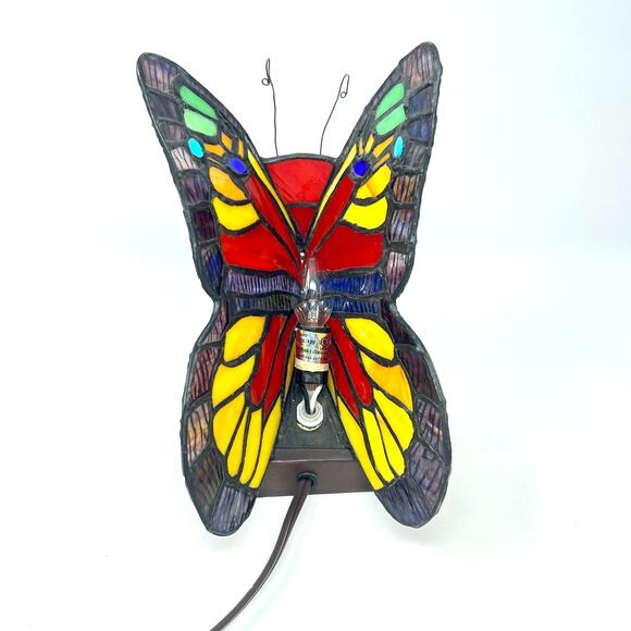Tiffany Style Butterfly Table Lamp Stained Glass Night Light Boho Cottage Decor - Picture 6 of 16